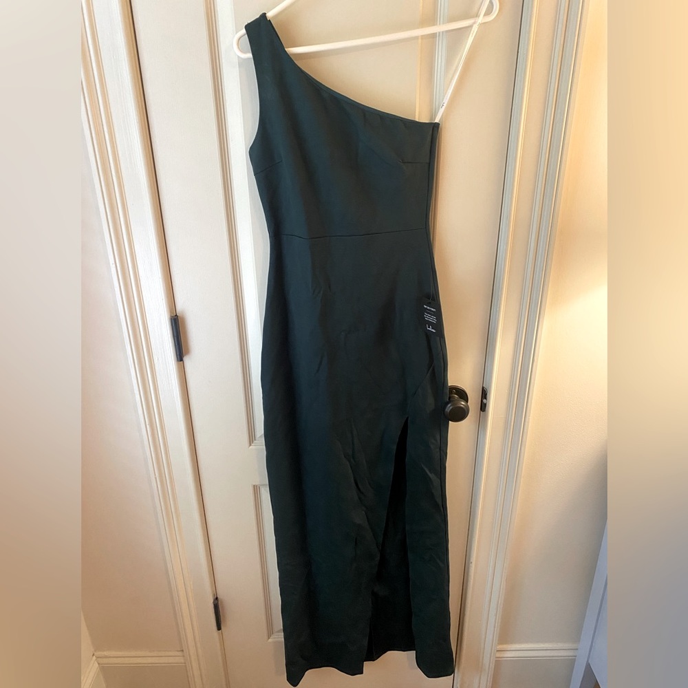 Green one shoulder formal dress